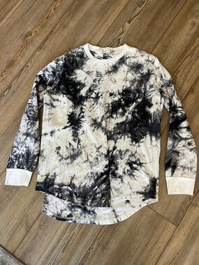 BLIEGOU XL Black & White Tie-Dye Crewneck Tee